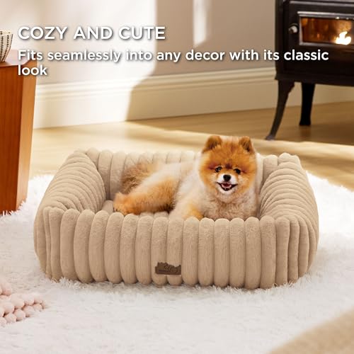 ComfyFleece® Cute Dog Bed Medium Large Size Dog (30.0"L x 24.0"W x 8.0"Th / Sandy Beige)