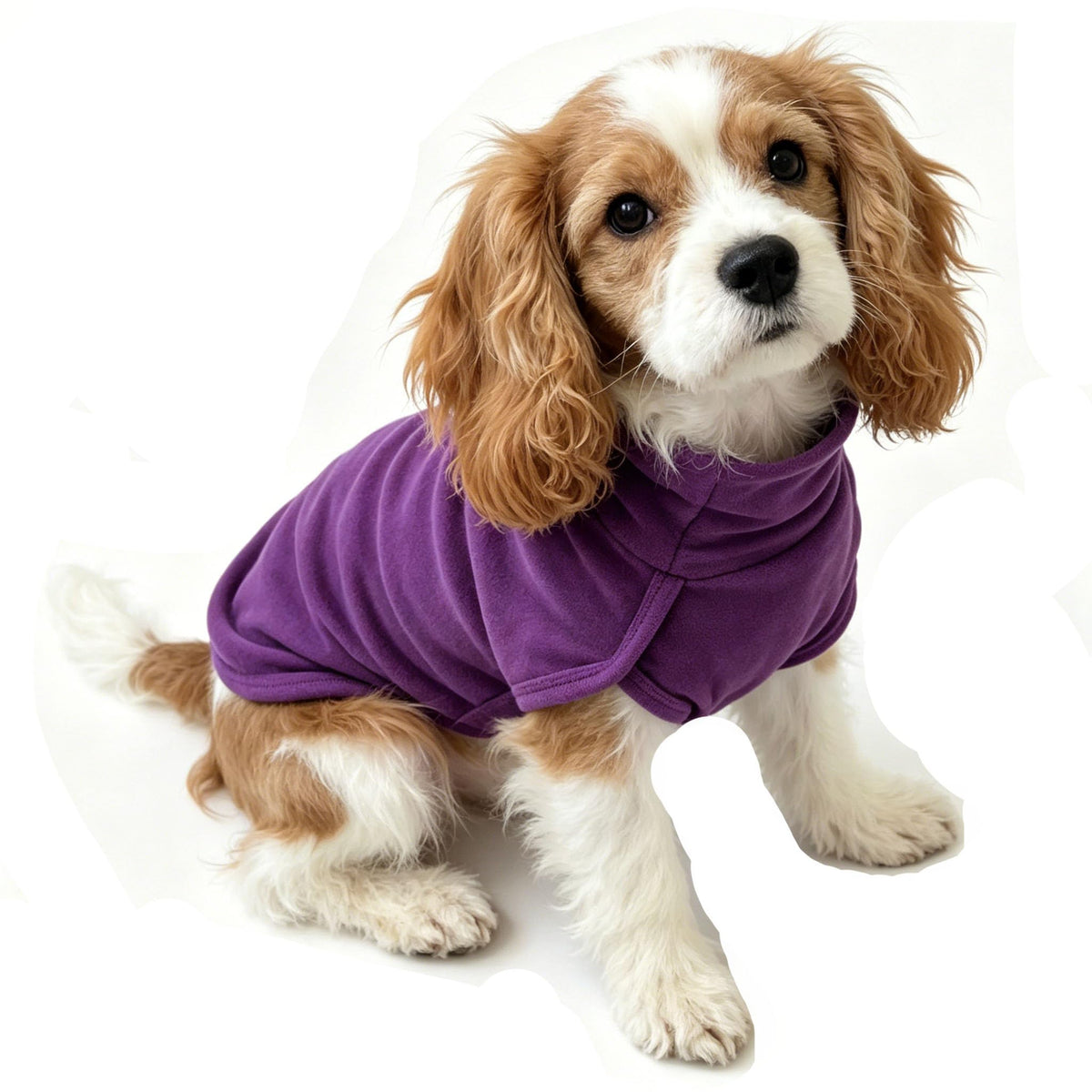 Turtleneck Dog Shirt Embroidery Soft Dog Sweatshirt Stretchy Striped Puppy Pullover (Pur SLS / Small)