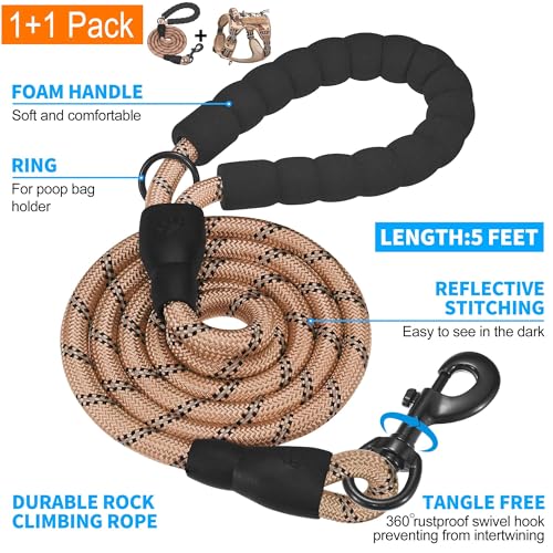 Tactical No Pull Dog Harness with Leash (Desert Camo / Small)