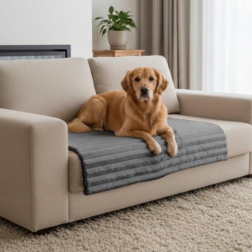 4Pcs Soft Plush Fluffy Self Warming Thermal Pet Mat for Dogs and Cats (Misty Gray / X-Large (45'' X 28'' X 1''))