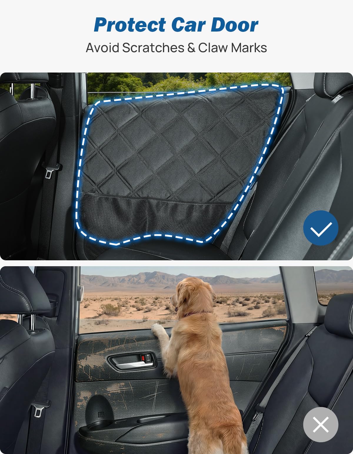 Car Door Protector for Dogs for Sedan (Fit for Sedan/ Family Car/ Small SUV)