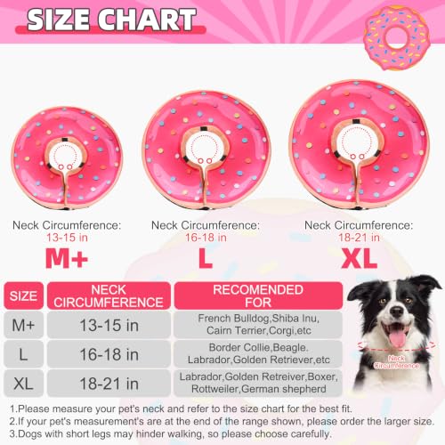 Inflatable Dog Cone Collar Alternative After Surgery (Doughnut Pink / XL (Neck:18-21in))