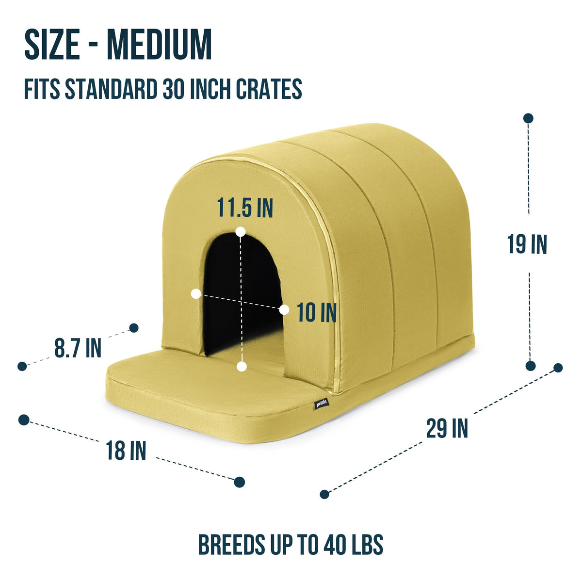 Orthopedic Dog Bed House (29"L x 18"W x 19"Th / Moonstone)