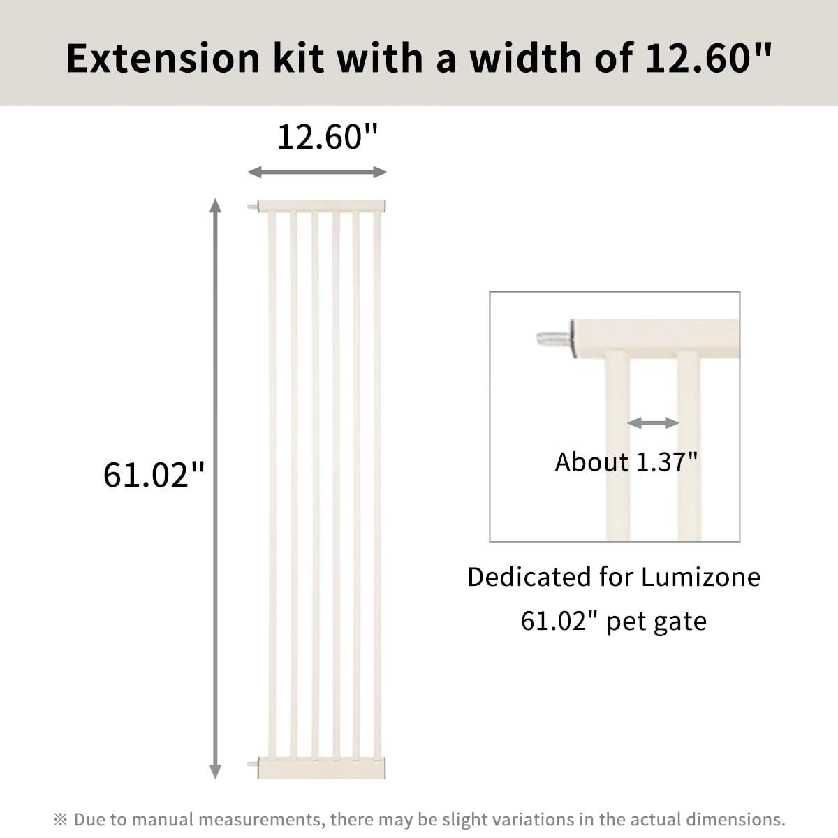 61.02" Extra Tall Pet Gate Extension Kit 12.6" Wide Cream (61.02" H-cream / 12.60" W, Extension)