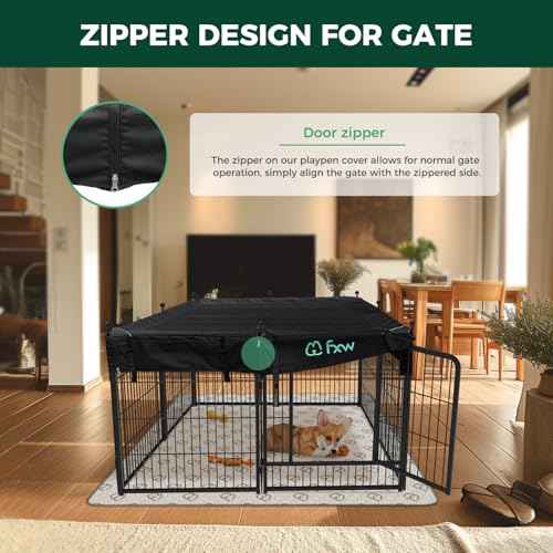 Rollick Dog Playpen with Mesh Top Cover (Black / 24"H)
