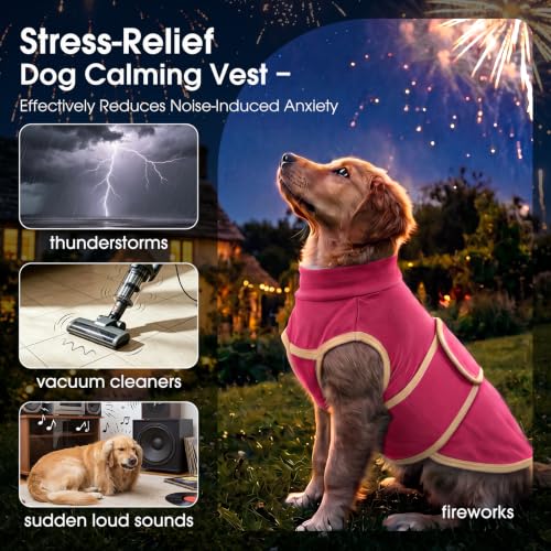 Adjustable Calming Vest Shirt for Dogs from Loud Noises (Rosered / X-Small(Chest Girth:18.1"))