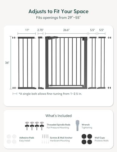 29 55" Extra Wide Baby Gate (Black / 36" Tall, 29-55" Wide)