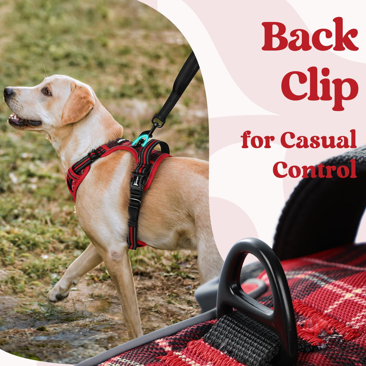 Dog Harness for Large (Red Plaid / X-large)