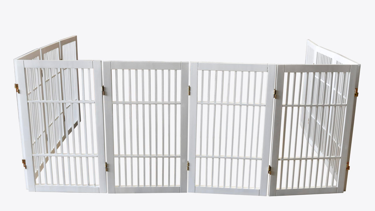 Pet Dog Gate Freestanding (10 Panel 30" Tall / White Pet Gate)
