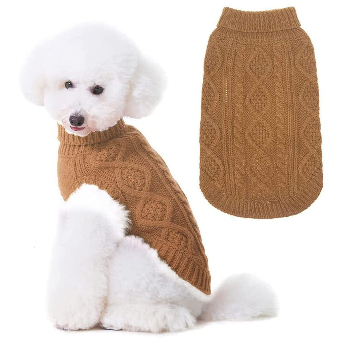 Dog Sweater for Small Dogs (Brown / Small)