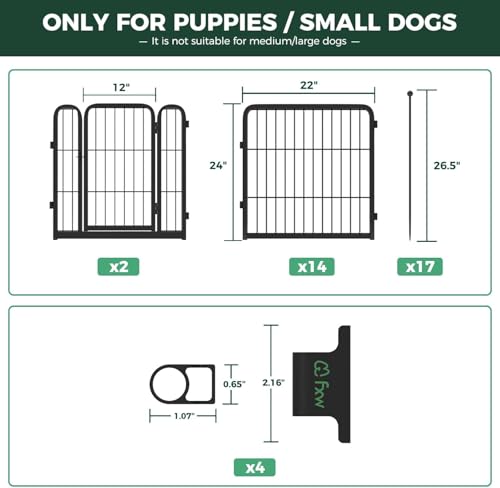 Rollick Dog Playpen with Fence (Black / 24"H)