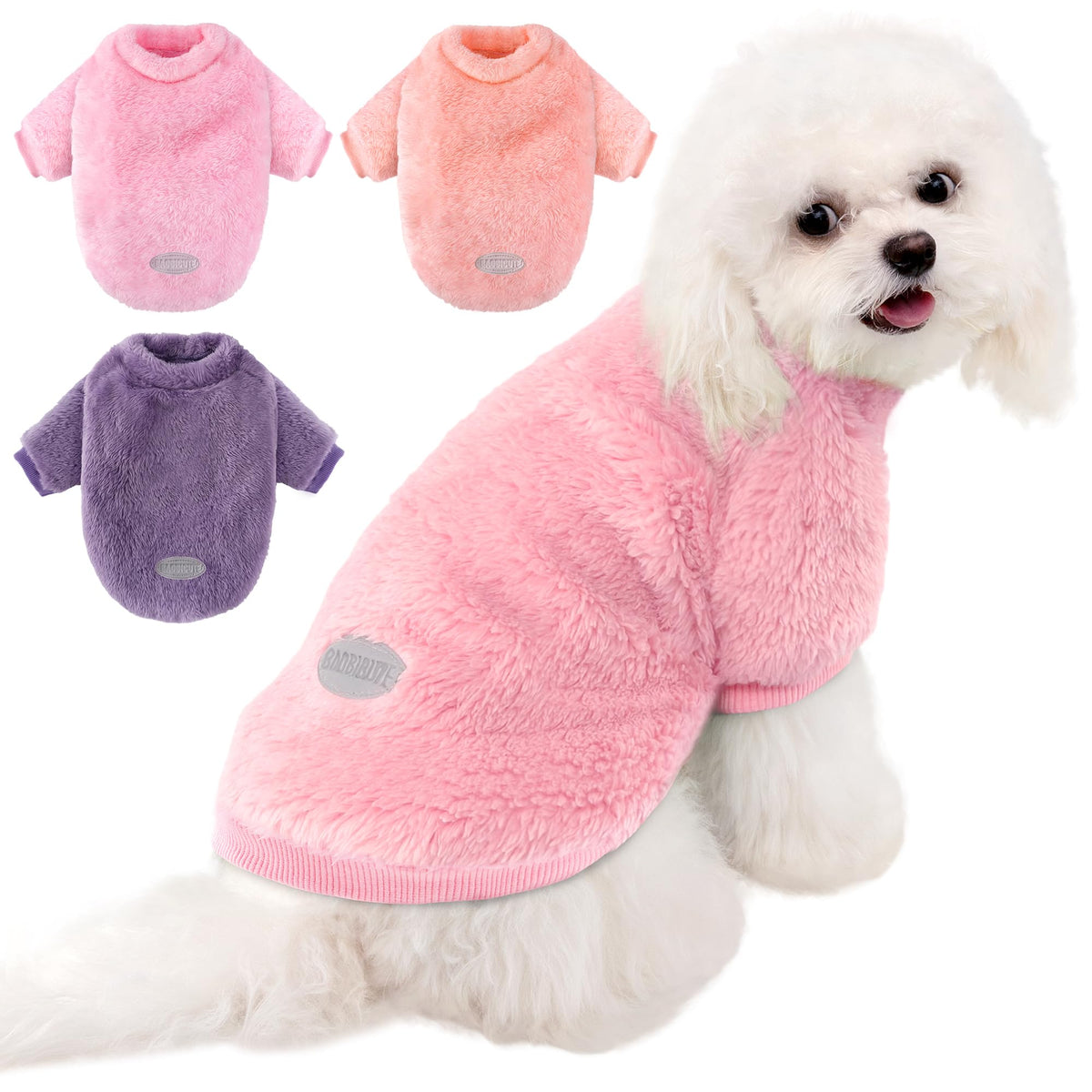 3 Pack Dog Sweater Clothes for Small Dogs Girls Boys Christmas (Pink+Purple+Peach / XXL (28.7-44.1lbs))