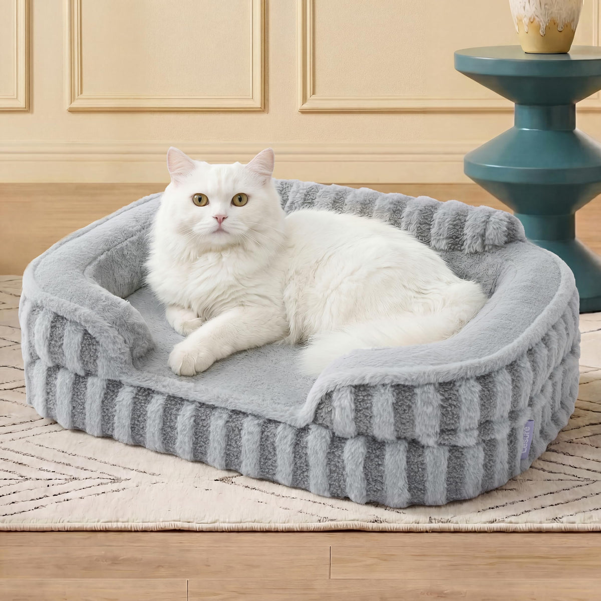 Cute Cozy High Back Orthopedic Small Dog Bed with Sides (24.0"l X 18.0"w X 6.0"th / Grey)