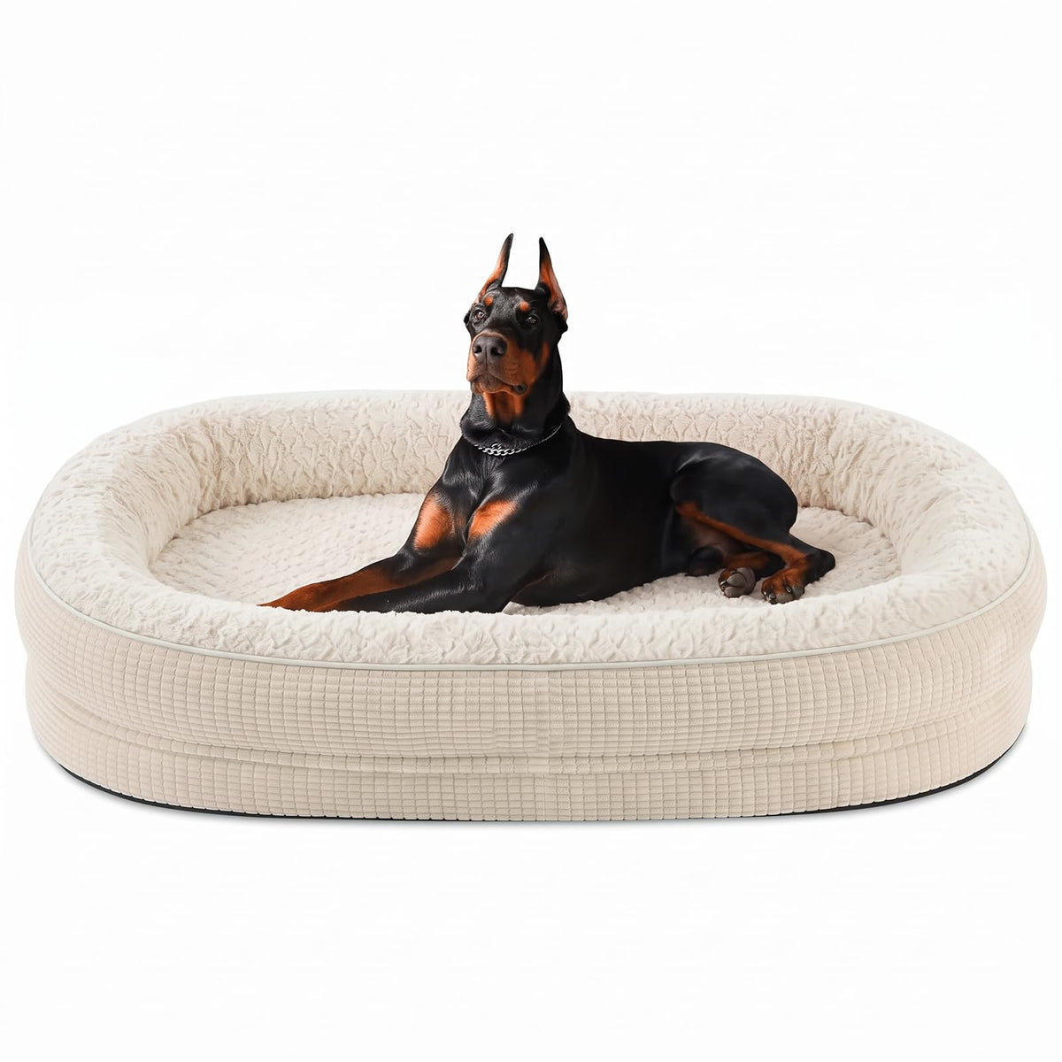 XXL Orthopedic Dog Bed for Large Dogs (Beige / 48"l X 35"w X 7.5"th)