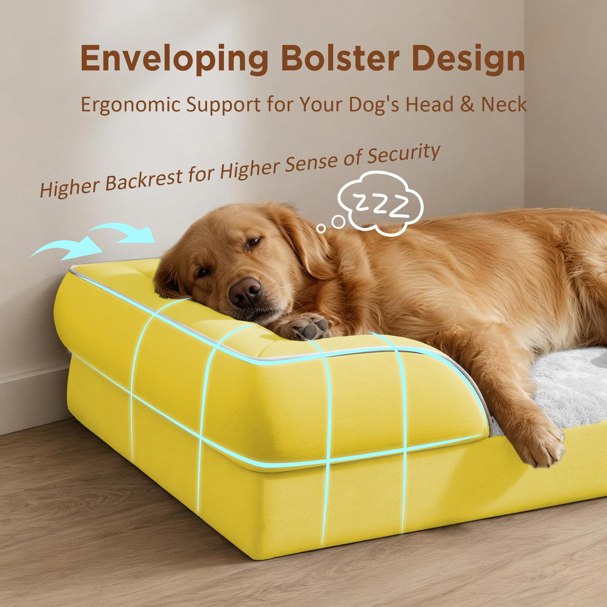 Waterproof Orthopedic Dog Beds for Extra Large Dog (45.0"L x 35.0"W x 8.5"Th / Spicy Mustard)