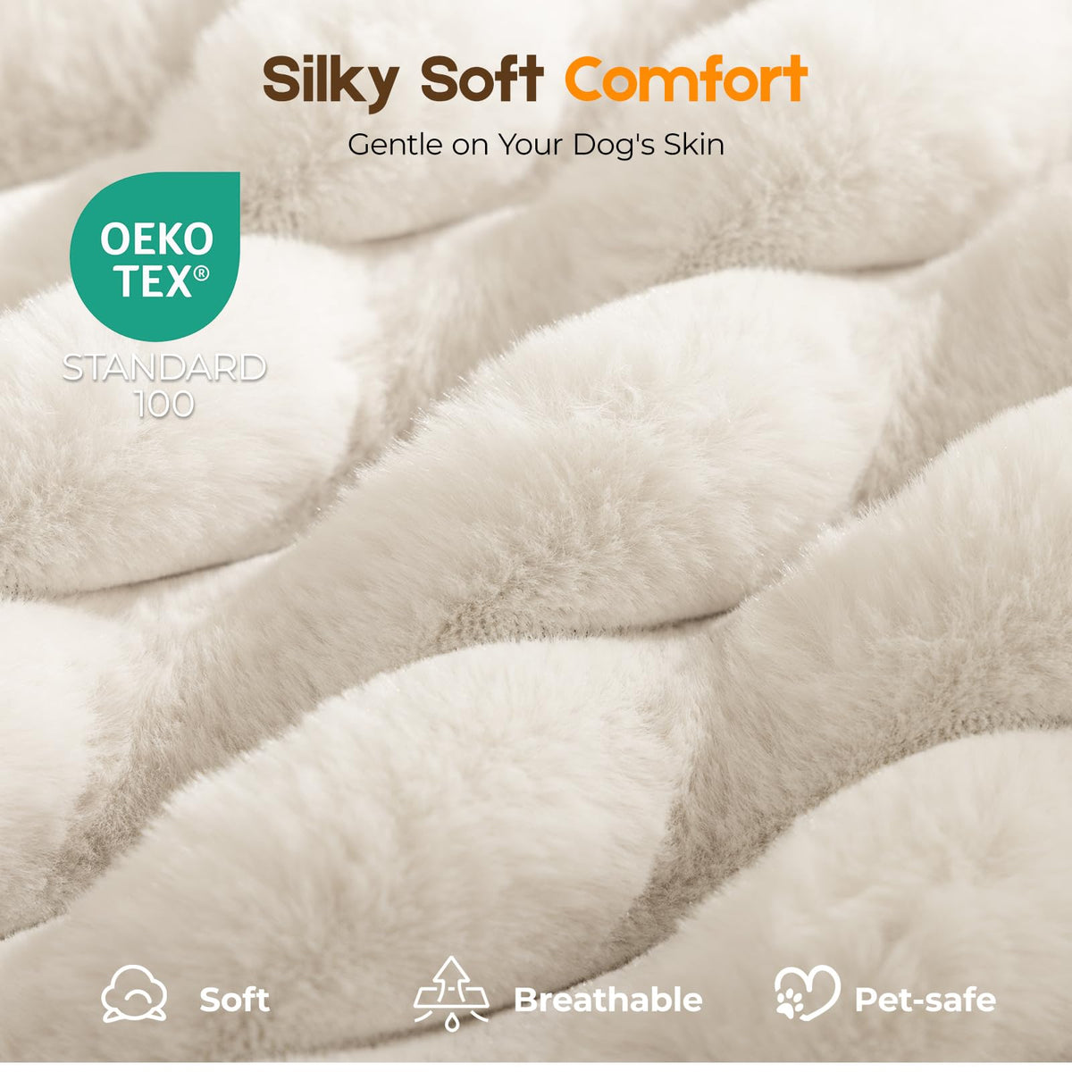 Orthopedic Dog Bed for Large Dog (Cream / 35"x22"x3")