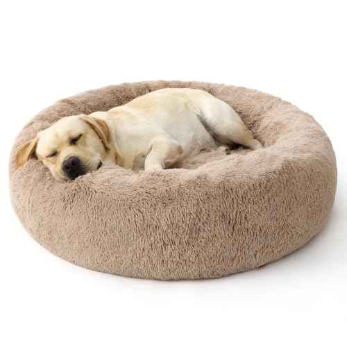 SupportMax® Calming XL Dog Bed Extra Large Washable Pet Bed (Camel / XL(42x42x9))