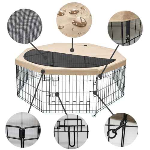 Foldable Metal Dog Exercise Pen (Tan / 30''H)