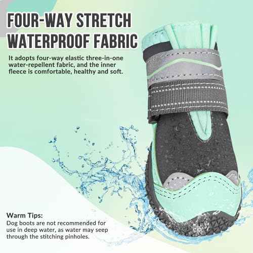 Dog Shoes for Large Small Medium Dogs (Green / #7 (Width 2.8 inch) for 63-78 lbs)