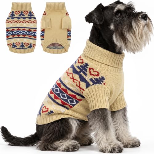Ugly Christmas Dog Sweater with Leash Hole (Large / khaki)