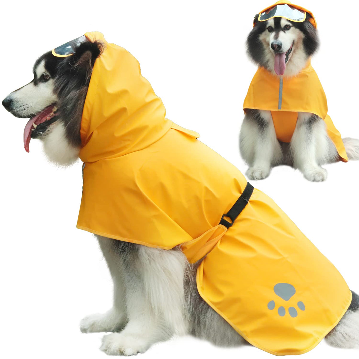 Dog Raincoat Hooded Slicker Poncho (Small / Yellow)
