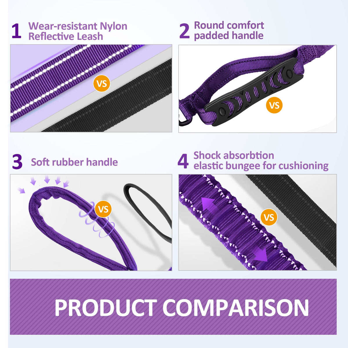 Multifunctional Dog Leash for Large and Medium Dogs (Purple)