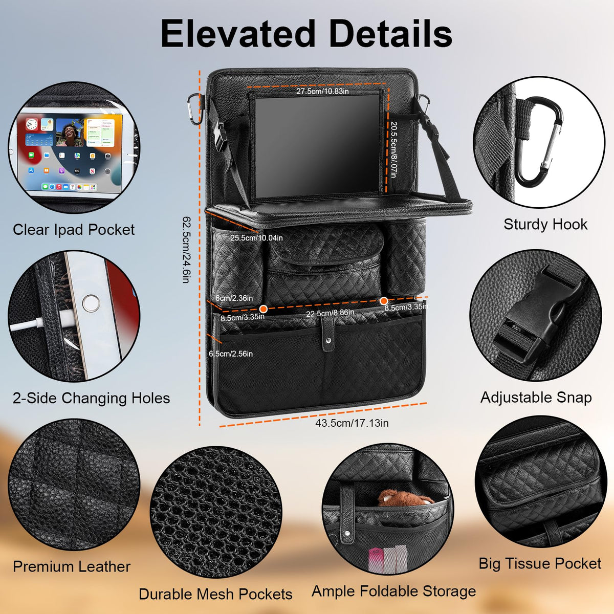 Car Backseat Storage Organizer (1 Pack / Black)