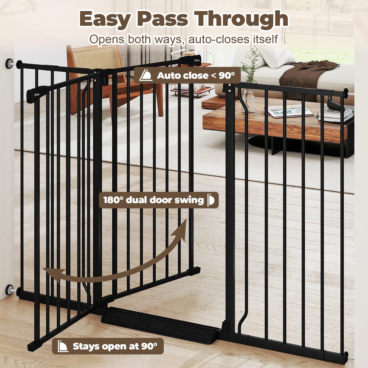 36" Extra Tall Baby Gate (Black / 29-55"Wide, 36"Tall)