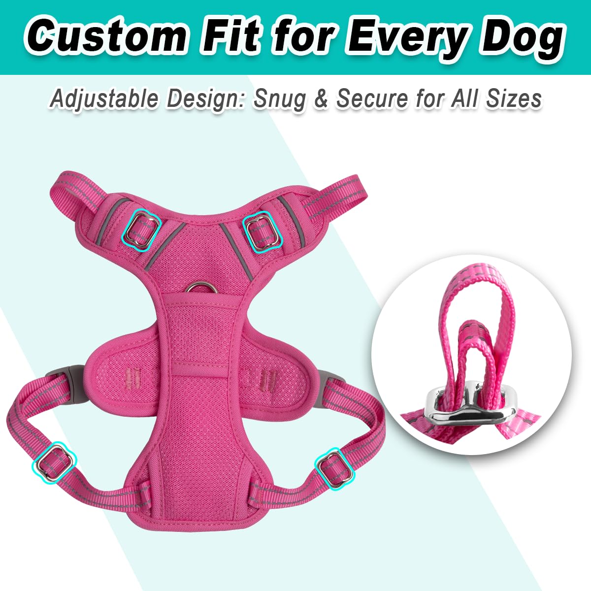 Dog Harness for Small Sized Dog No Pull Mesh 2 Clips Dog Vest (Pink-Mesh / Small)
