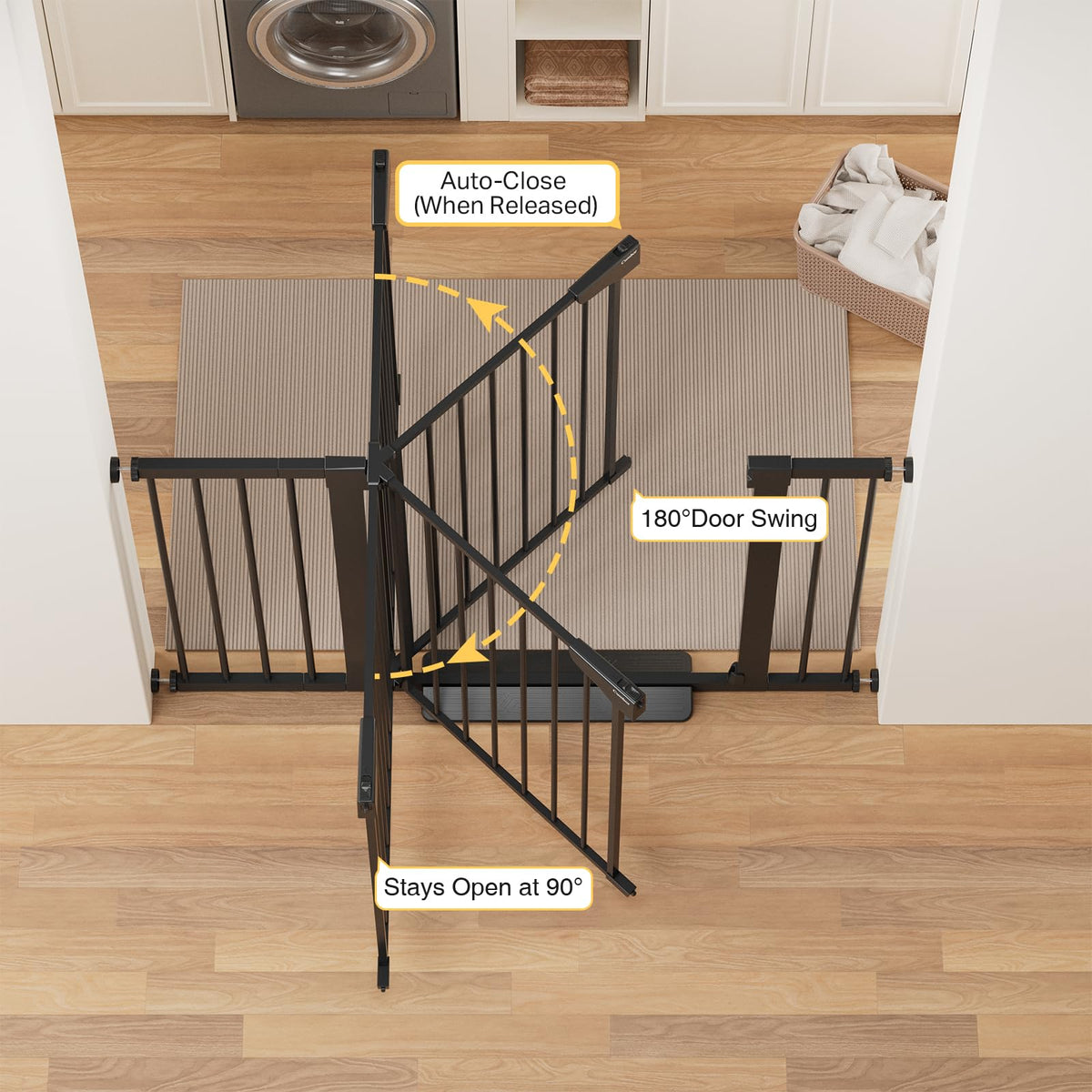 2-Pack 30-48 in Baby Gate for Stairs, Auto Close Dog Gate, Black (Black / 30-48"W x 30.5"H (2 Pack ))