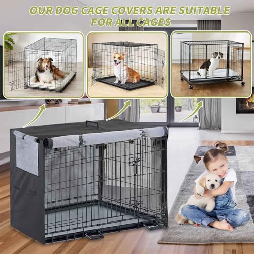 Dog Crate Cover 48 inch Built (Black / 48"x 30" x 33")