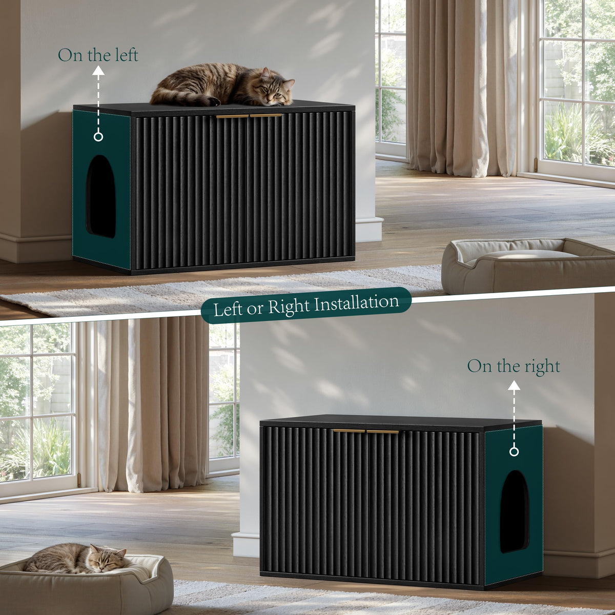 31.5" Cat Litter Box Enclosure Furniture (Black)