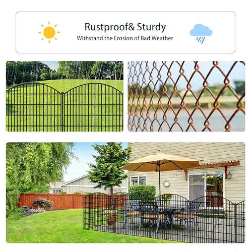 15 Panels Decorative Garden Fence (Black / 15 Panels-32in(H)x37.9ft(L)-Convex)