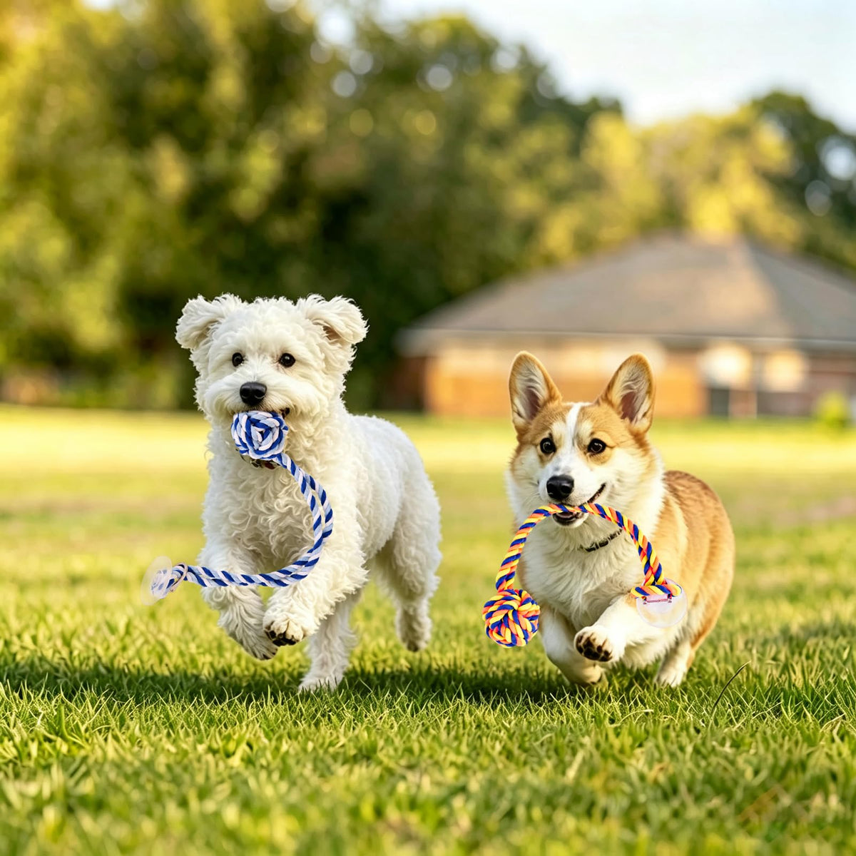 Dog Rope Toy with Suction Cup Interactive Tug of War Toy 2Pcs (suction cup)