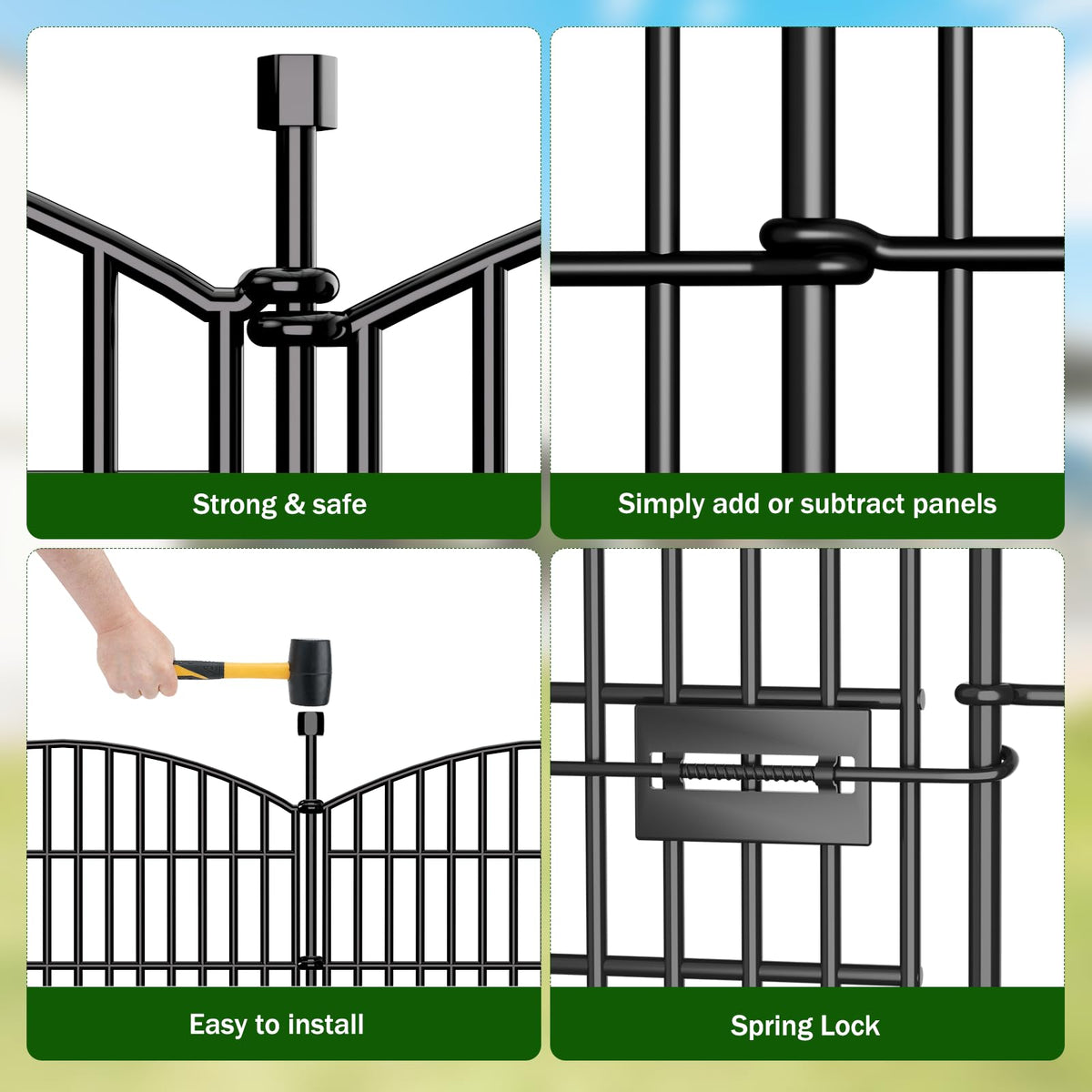15 Panel No Dig Decorative Garden Fence with Gate 32"H x 35.4'L Dog Barrier (32 in(H) X 35.4 ft(L))