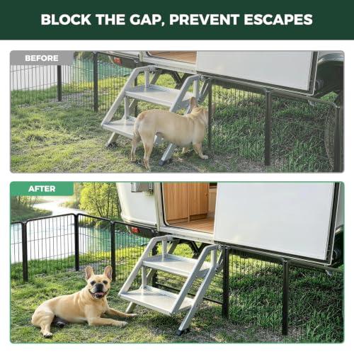 Rollick Dog Playpen with RV Step Grid for RV Camping (Black / 24"H)