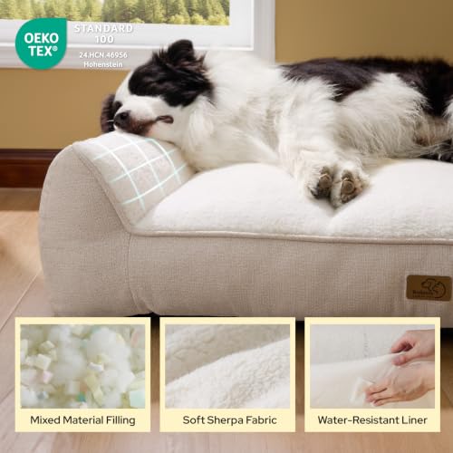 SupportMax® Extra Thick Orthopedic Dog Beds Large Sized Dog (Cream / 38"l X 28"w X 8.5"th)