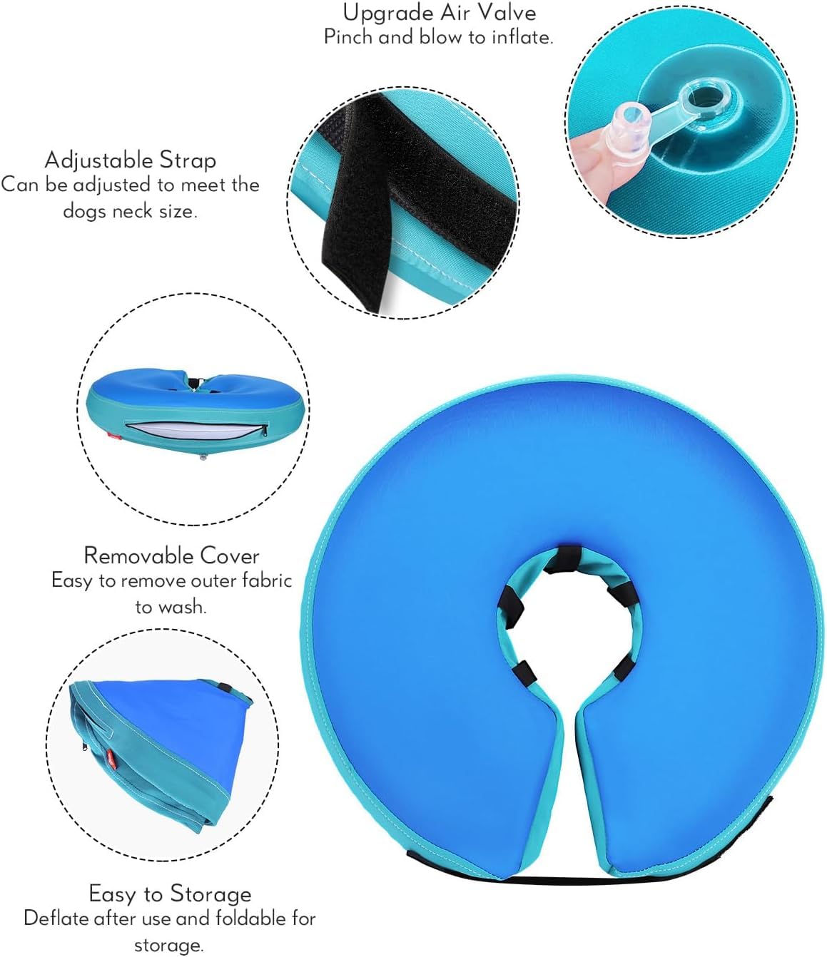 Inflatable Dog Cone (DarkBlue / M+(14"-18"))