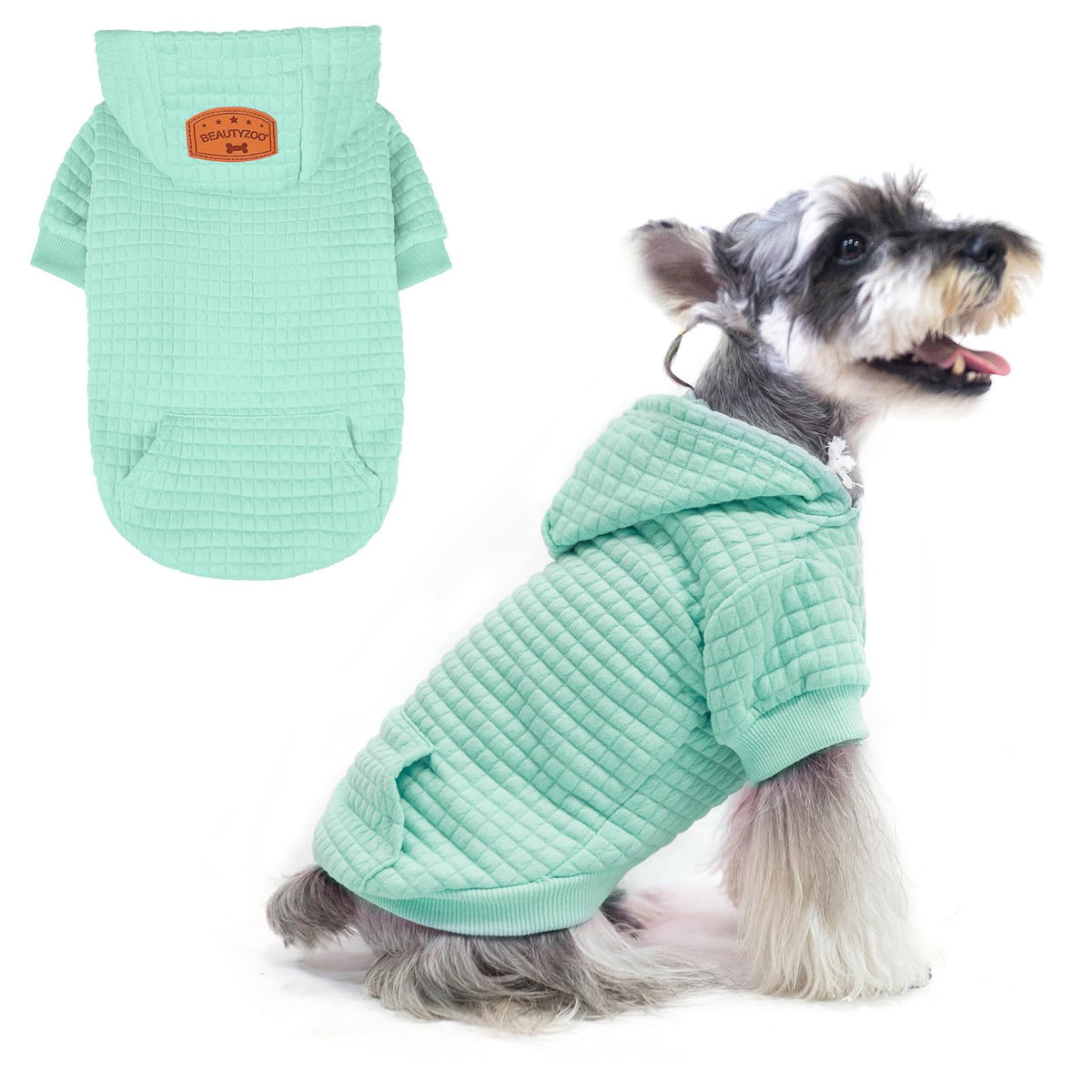 Small Dog Hoodie Sweater with Pockets (Mint Green / S (Back: 12",Chest: 16", Neck: 10"))