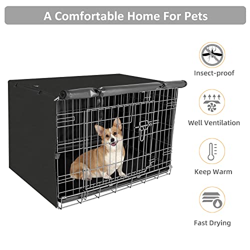 Dog Crate Cover Waterproof Kennel Cover (30.0"L x 19.0"W x 21.0"H / Black)