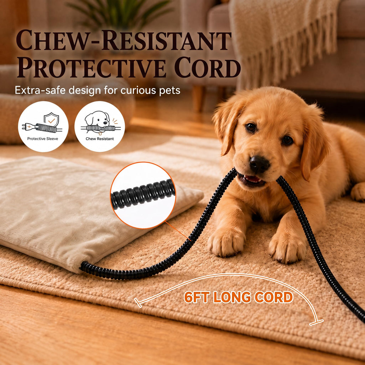 Dog Heating Pad (Beige / Medium: 20" x 16" x 1.6")