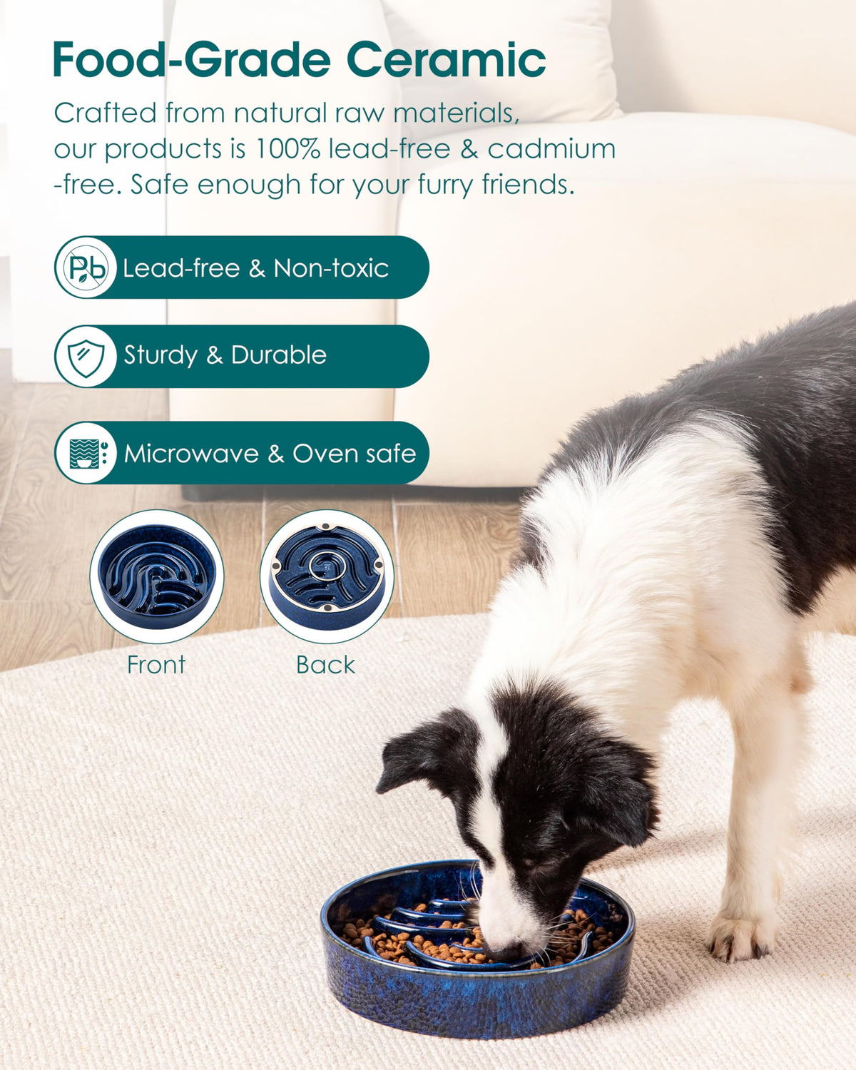 Slow Feeder Dog Bowl (Blue / 3 Cups)
