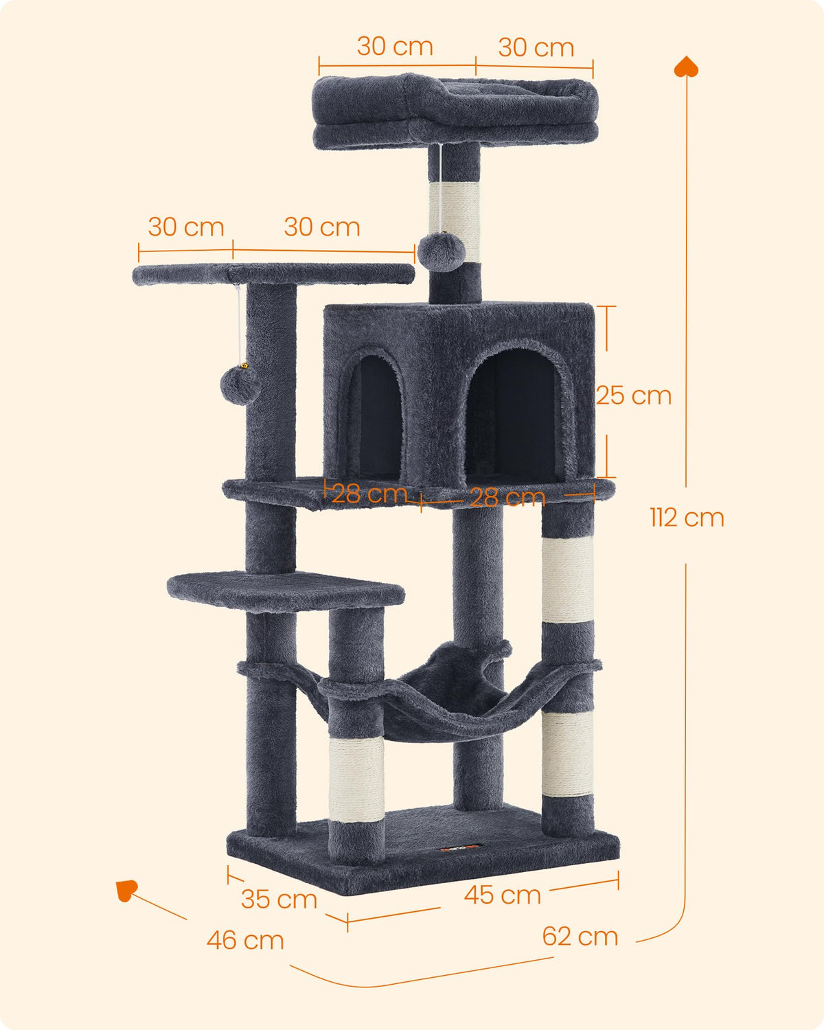 Cat Tree 44.1 (44.1 Inches / Smoky Gray)