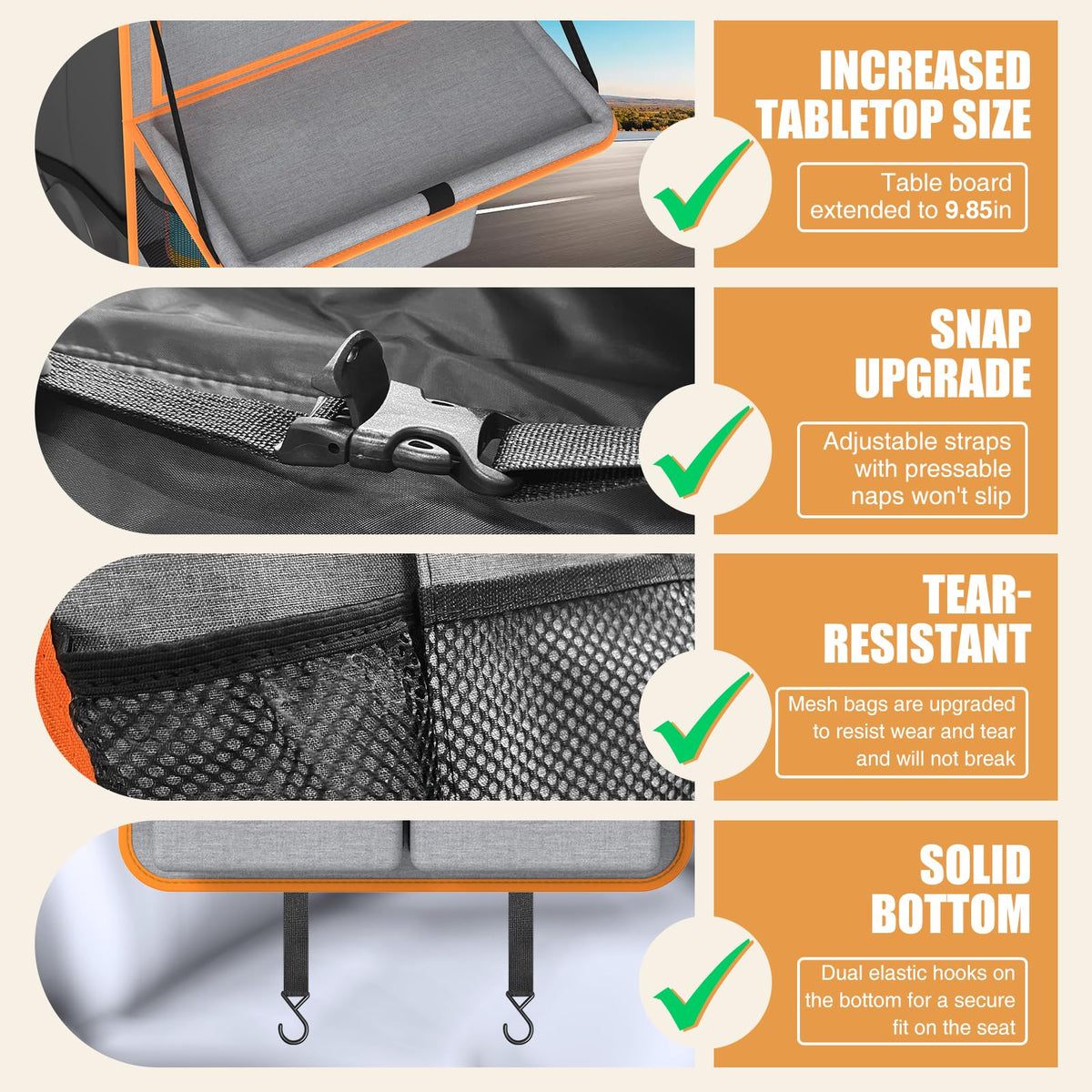 Car Backseat Organizer with Tablet Holder (Orange / 2pack)