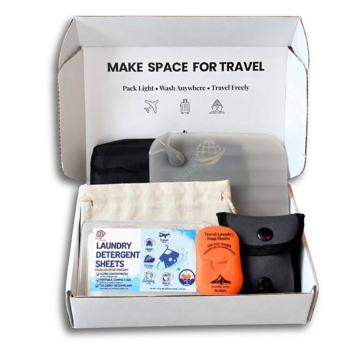 Travel Laundry Detergent Sheets Gift Set (Travel Laundry Kit 6-piece Gift Set)