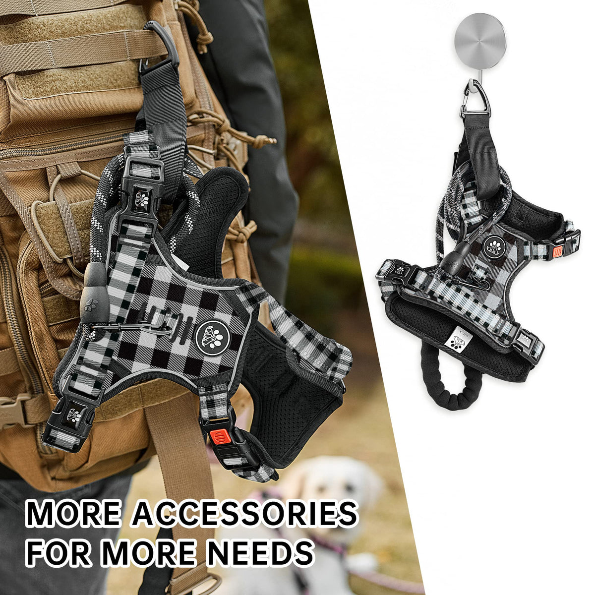 Dog Harness Checkered Black (Checkered Black / Small)