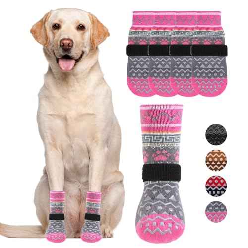 Dog Socks Shoes for Hot Pavement (Large(4 Pack) / Grey Paw)