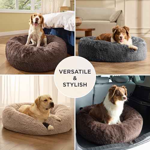 SupportMax® Calming XXL Dog Bed Extra Large Washable Pet Bed (Camel / XXL(45x45x9))