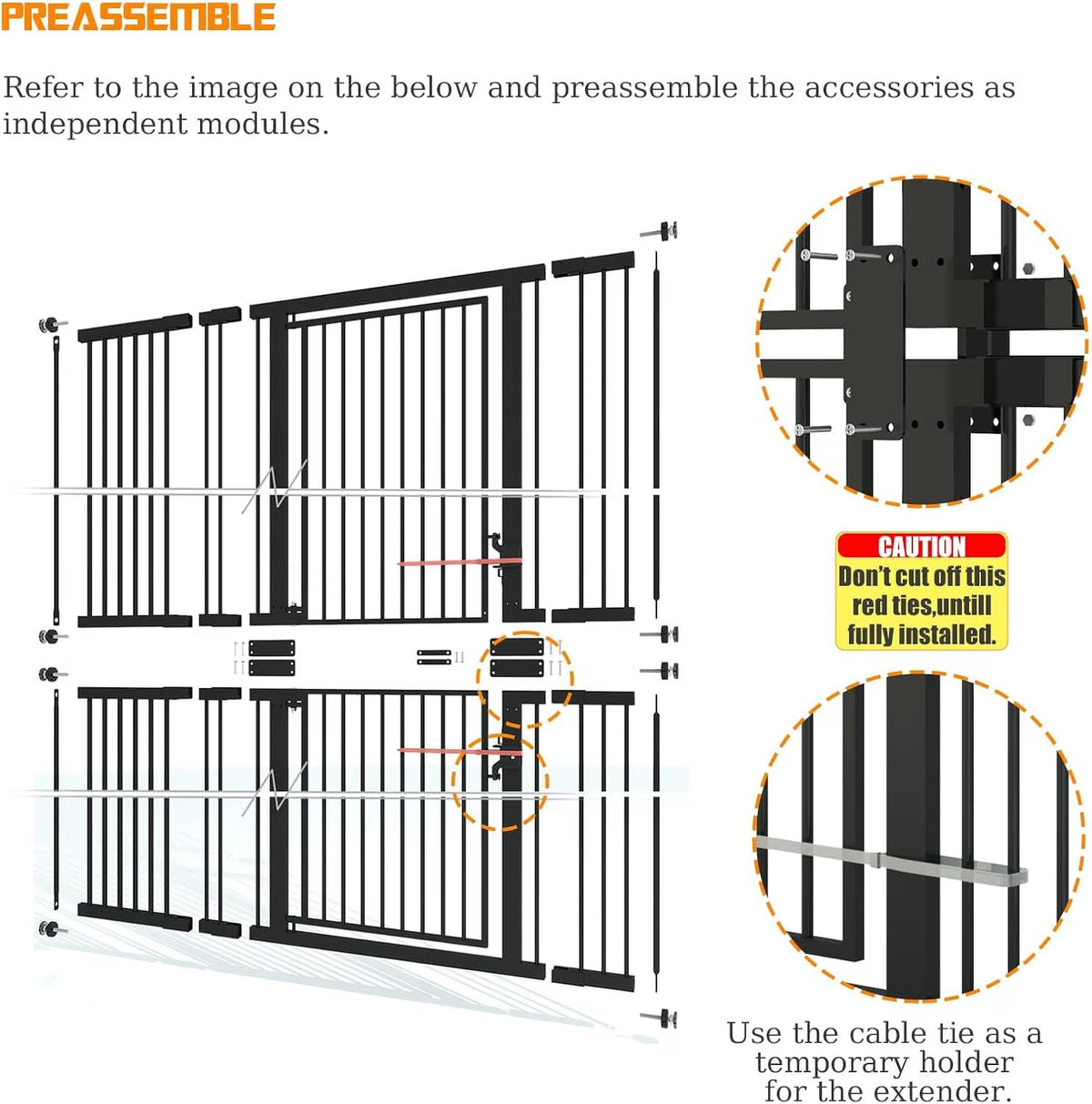 74.8" Extra Tall Pet Gate for Cats (Black / 74.8" Tall, 29.5-51.6"BWide)