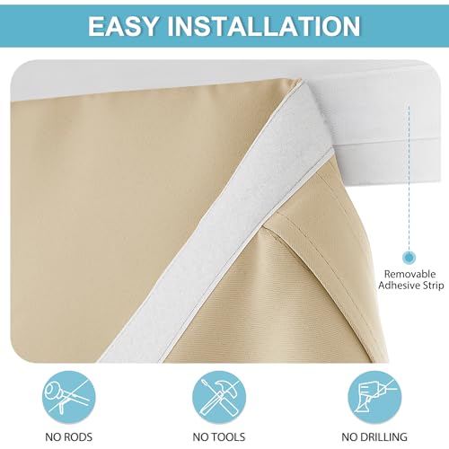 No Drill 12 inch Curtains for Sidelight French Door Curtain (Biscotti Beige / 12"W x 72"L (Pack of 1))